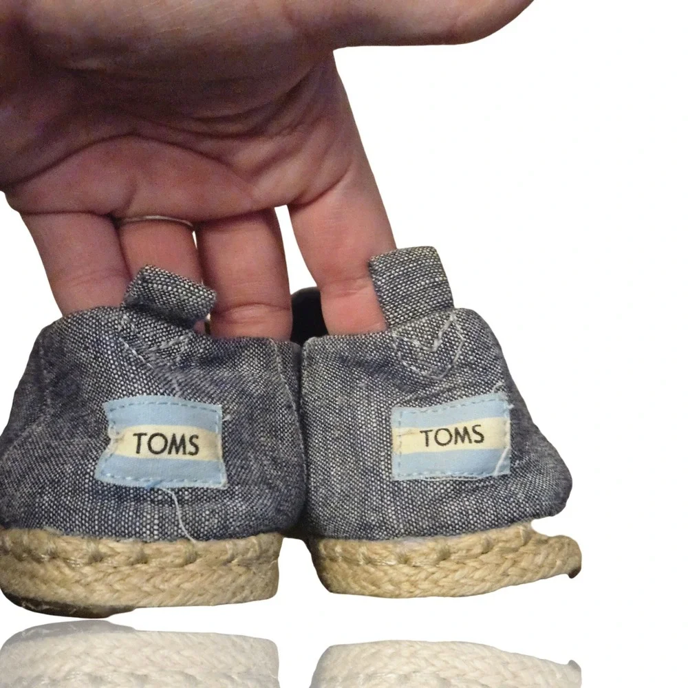 TOMS Blue Chambray Linen Espadrille‎ Slip On Flats Womens 8 10013365 Alpargata